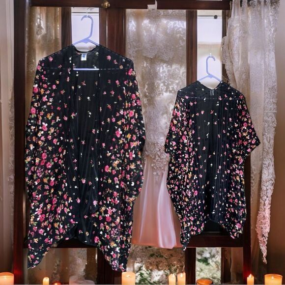 APT 9 l Kimono l Sheer Black w/ Floral Print l XXL l EUC - Picture 5 of 8